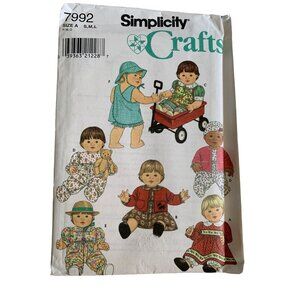 Simplicity Size 12 to 22 inch Doll Dress Clothes pattern 7992 - Uncut 1990s